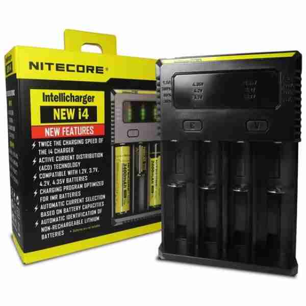 Nitecore I4 Charger | 4 Port Intelligent Battery Charger **New 2020 Model** | 18650, 26650, AA, AAA Batteries